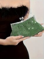 Women's Green Sage Rhinestone Clutch Purse – Vintage - Image 10