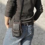 Men's Leather Crossbody Shoulder Bag - Compact - Image 3