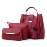 Women's 3-Piece Handbag Set - Pink Faux Leather Tote, - Image 18