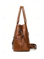 Women's Large Faux Leather Shoulder Tote Bag with Multiple - Image 7