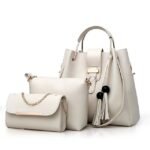 Women's 3-Piece Handbag Set - Pink Faux Leather Tote, - Image 17