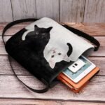 Yin Yang Cat Design Crossbody Bag - Artistic Black and White Cat - Image 4