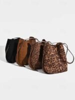 Women's Suede-Like Faux Leather Tote with Leopard print, - Image 11