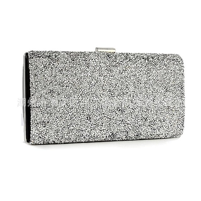 cxgdbq1531190414633 Women's Silver Glitter Clutch, Elegant Evening Bag with - Image 1
