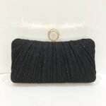 Elegant Gold Glitter Evening Clutch Bag with Rhinestone Ring - Image 11