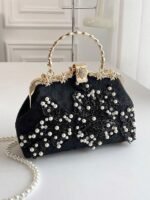 Elegant White Lace Evening Handbag with Pearl and Floral - Image 10