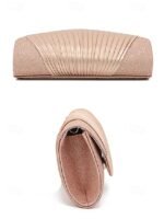 Champagne Glitter Evening Clutch Bag with Pleated Design – - Image 8