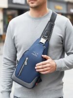 Men's Waterproof Oxford Cloth Sling Bag with USB Charging - Image 2