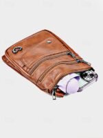 Women's Faux Leather Crossbody Bag with Multiple Zipper - Image 7