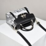 Women's Elegant Swan Pendant Handbag - Black and White - Image 6
