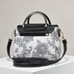 Women's Elegant Swan Pendant Handbag - Black and White - Image 4