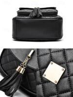 Women's Quilted Pink Leather Backpack Wristlet Card Holder - Image 8