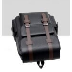 Men's Vintage Faux Leather Backpack with Buckle Straps, - Image 6