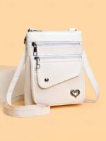 Women's Faux Leather Crossbody Bag with Multiple Zipper - Image 13
