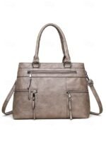 Women's Large Faux Leather Shoulder Tote Bag with Multiple - Image 15