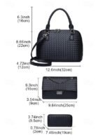 Women's 3-Piece Brown Woven Faux Leather Handbag Set – - Image 9