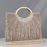Women's Rhinestone Evening Clutch Bag with Round Handle –