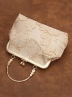 Women's Elegant Pearl Handle Clutch Bag - Floral - Image 5