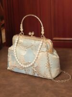 Women's Elegant Pearl Handle Clutch Bag - Floral - Image 11