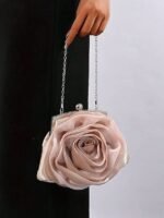 Women's Rose Flower Evening Clutch – Elegant Satin Purse