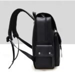 Men's Vintage Faux Leather Backpack with Buckle Straps, - Image 4