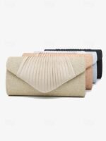 Champagne Glitter Evening Clutch Bag with Pleated Design – - Image 10