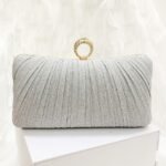 Elegant Gold Glitter Evening Clutch Bag with Rhinestone Ring - Image 10