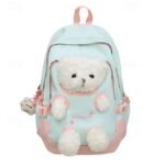 Girls' Yellow and Pink School Backpack with Plush Teddy - Image 12