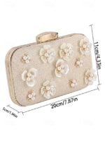 Women's 3D Floral Clutch with Pearl Accents and Gold Chain - Image 8