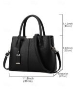 Women's Faux Leather Handbag with Adjustable Strap, - Image 11