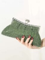Women's Green Sage Rhinestone Clutch Purse – Vintage - Image 2