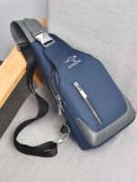 Men's Waterproof Oxford Cloth Sling Bag with USB Charging - Image 4