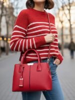 Women's Faux Leather Handbag with Adjustable Strap, - Image 3