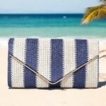 Women's Striped Woven Envelope Clutch - With chain, can be