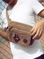 Men's Durable Canvas Crossbody Bag with Multiple Pockets