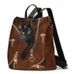 Large Capacity Black Cat Animal Print Multi-Carry Backpack - - Image 5