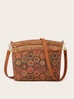 Boho Vintage Crossbody Bag with Geometric Patterns - Lightweight - Image 5