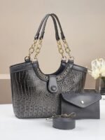 Women's 2-Piece Faux Leather Crocodile Tote Bag Set – - Image 11