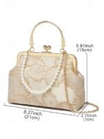 Women's Elegant Pearl Handle Clutch Bag - Floral - Image 10