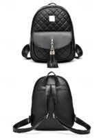 Women's Quilted Pink Leather Backpack Wristlet Card Holder - Image 6