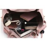 Women's 3-Piece Handbag Set - Pink Faux Leather Tote, - Image 6