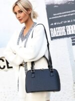 Women's 3-Piece Brown Woven Faux Leather Handbag Set – - Image 14