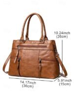 Women's Large Faux Leather Shoulder Tote Bag with Multiple - Image 13