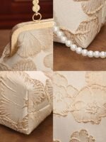Women's Elegant Pearl Handle Clutch Bag - Floral - Image 9