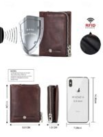 Men's RFID Blocking Cowhide Leather Bifold Wallet with - Image 10