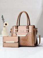 Women's Patent Faux Leather Handbag Set – Glossy - Image 9