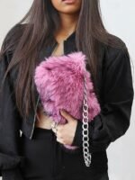 Women's Faux Fur Chain Bag – Plush and Stylish with - Image 5