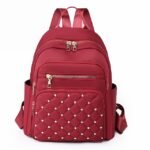 Women's Beige Quilted Backpack with Gold Studs – Stylish - Image 10
