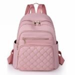 Women's Beige Quilted Backpack with Gold Studs – Stylish - Image 11
