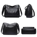 Women's Black Brown Crossbody Bag with Multiple Zippered - Image 6